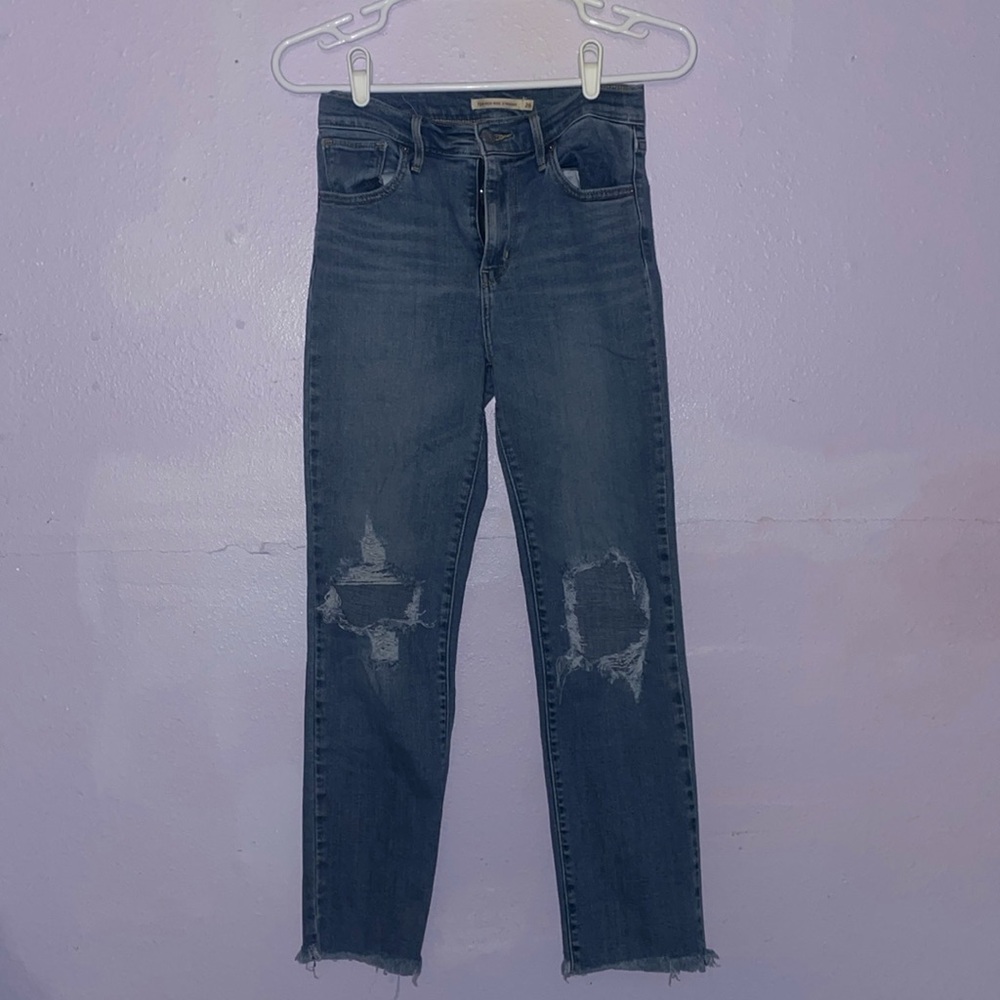 Levi’s High Rise Straight Leg Ripped Jeans